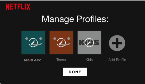 Manage Profiles Screen in Netflix