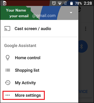 More Settings Tab in Google Home App