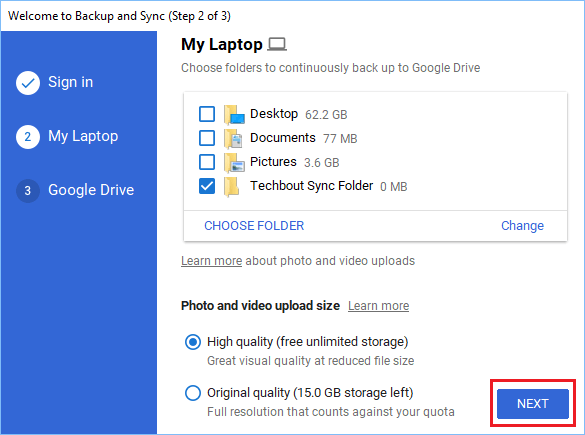 Choose Specific Folder From Computer to Sync With Google Drive 