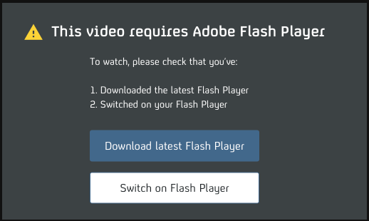 This Video Requires Adobe Flash Player Popup