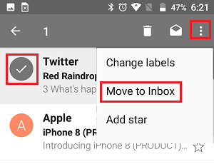 Unarchive Emails in Gmail App on Android Phone