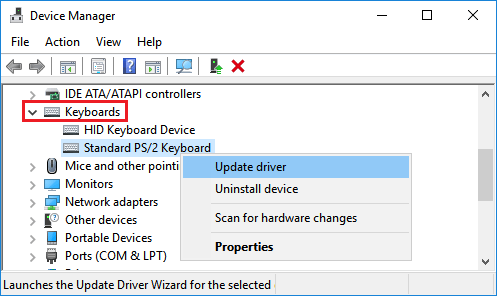 Update Driver For Keyboard in Windows 10