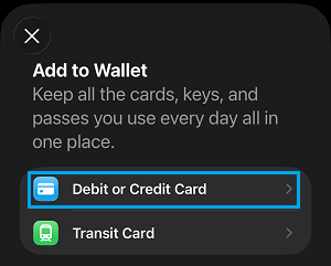 Add Debit or Credit Card to Wallet on iPhone