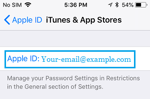 karta Apple ID na obrazovce nastavení iTunes App Store