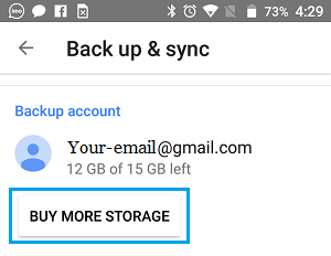 Buy More Storage Option on Android Phone