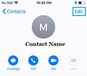 Edit Option in iPhone Contacts App
