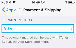 Payment Method on iPhone