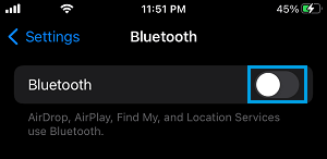 Disable Bluetooth on iPhone