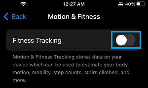 Disable Fitness Tracking Option on iPhone