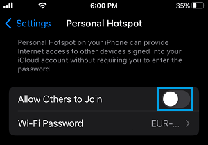 Disable Personal Hotspot on iPhone