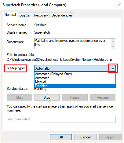 Disable Windows SuperFetch Service