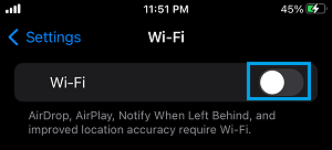 Disable WiFi on iPhone