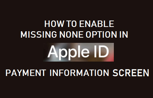 Enable Missing None Option On Apple ID Payment Information Screen