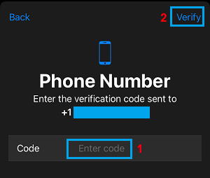 Enter Phone Verification Code
