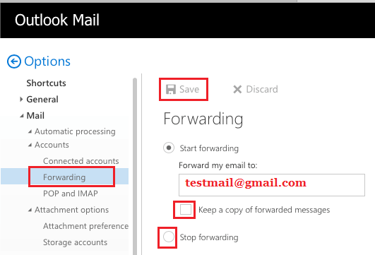 Simple Mail Forwarding Setup in Outlook Mail