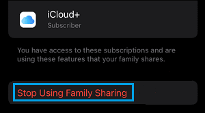 Stop Using Family Sharing Option on iPhone