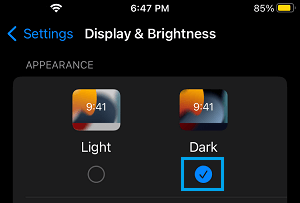 Manually Enable Dark Mode on iPhone