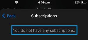 No Subscriptions Linked to Apple ID