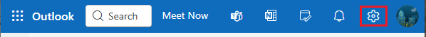 Settings Icon in Outlook Mail