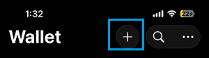 Plus Icon on Wallet App