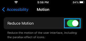 Reduce Motion of User Interface on iPhone