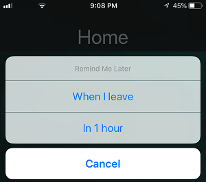 Remind to Call Back in 1 hour Option on iPhone