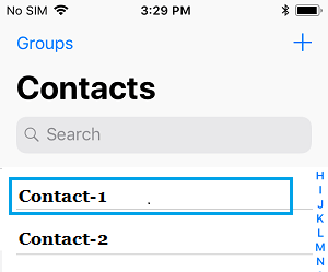 Contacts on iPhone Contacts App