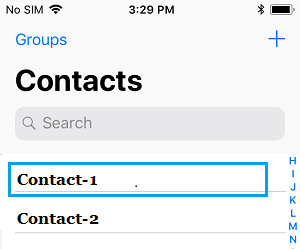 Open Contact on iPhone