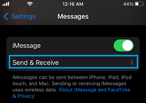 Send & Receive Emails From Option in Messages App on iPhone 