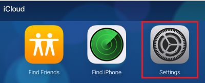Settings Icon on icloud.com