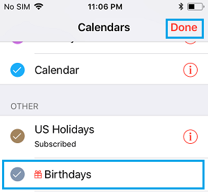 Display Birthdays on iPhone Calendar