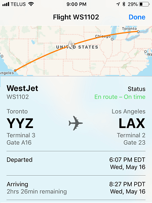 Flight Details in iPhone Messages App