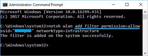 Whitelist WiFi Network using Command Prompt