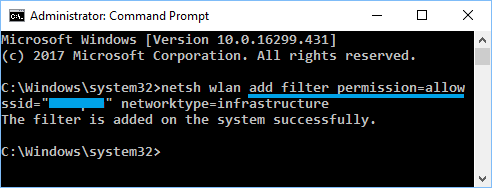 Whitelist WiFi Network using command Prompt