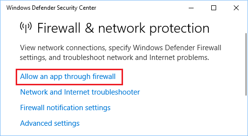 App Über Die Firewall-Option In Windows Defender Zulassen