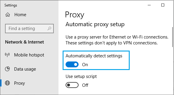 Automatically Detect Proxy settings