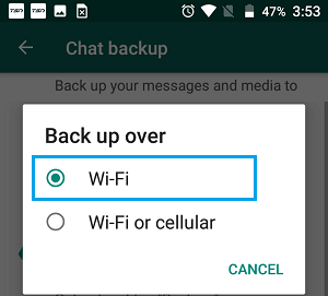 Backup WhatsApp Chats Over WiFi Network