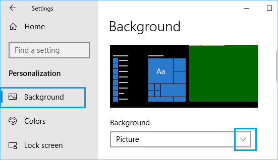 Change Background Type to Picture in Windows 10