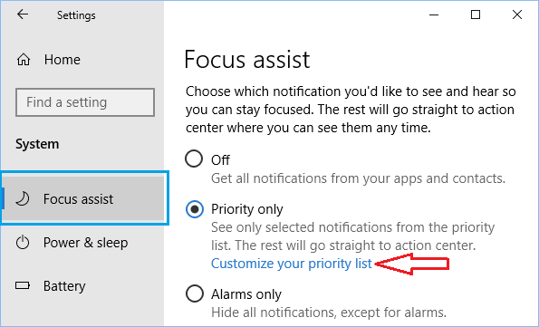 Customize Focus Assist Priority List Option in Windows 10 Customize Focus Assist Priority List Option in Windows 10