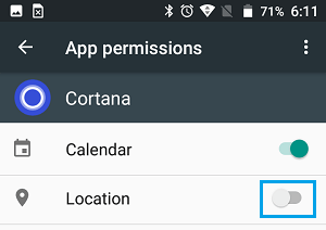 Disable Location Data For Cortana App on Android Phone