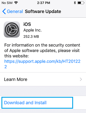 Download and Install iOS Update on iPhone