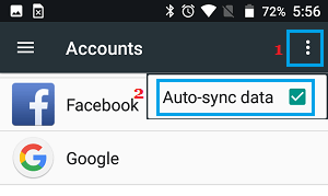 Auto-Sync data Option on Android Phone