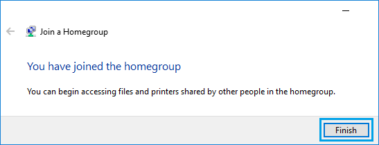 Finish Joining HomeGroup in Windows 10