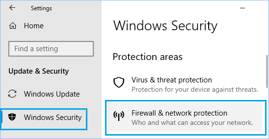 Option „Firewall & Netzwerkschutz“ In Der Windows-Sicherheit