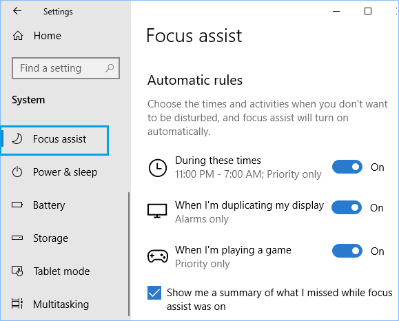 Focus Assist Automatic Rules in Windows 10 Focus Assist Automatic Rules in Windows 10