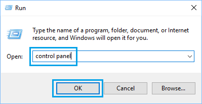 Open Control Panel Using Run Command