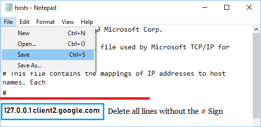 Remove 127.0.0.1 clients2.google.com from Hosts File Windows
