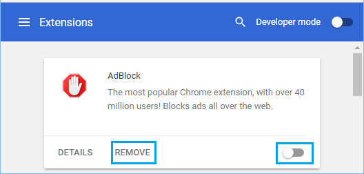 Remove or Disable Chrome Extension