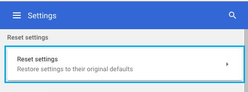 Restore Settings to Default Option in Chrome