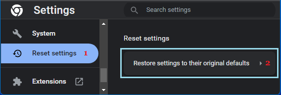 Reset Chrome to Default Settings